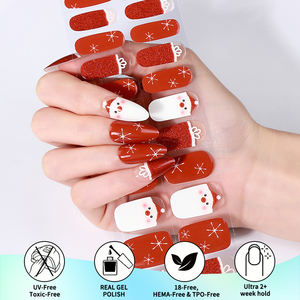 ZhengXiang Noël 3D Design <span class=keywords><strong>de</strong></span> dessin animé mignon Semi-cuit Sans lampe UV Gel Nail Strips Qualité salon Gel Nail Wraps Stickers sans UV - Product Image 3