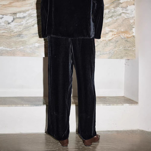 Mulberry Silk <strong>Velvet</strong> <strong>Trousers</strong> <strong>Women</strong> 2026 Autumn Winter New High Elastic Waist Loose Straight Wide-leg Floor-length - Product Image 3