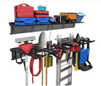 Organizador de Herramientas Resistente para Garaje y Jardín, Soporte de Pared para Almacenamiento de Herramientas de Garaje, 48 Pulgadas, para Rastrillos y Sillas Plegables