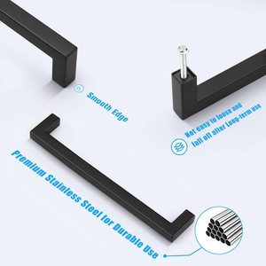 Poignée de meuble en acier inoxydable noir mat, résistante à la rouille et à la corrosion, pour <span class=keywords><strong>tiroirs</strong></span> et armoires de cuisine - Product Image 4