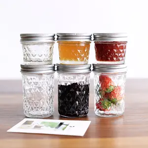 Botol Jam rhombus gelas mason 250ml stoples kecil mason, toples bersegel rumah tangga grosir