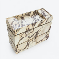 Meuble-lavabo moderne en marbre Calacatta Viola Cammy Stone avec tiroirs, installation sur piédestal, finition polie, personnalisable pour salle de bain