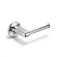 Porte-rouleau de papier toilette mural dissimulé en alliage de zinc avec base trapézoïdale inclinée, finition chrome poli, pour salle de bain d'hôtel