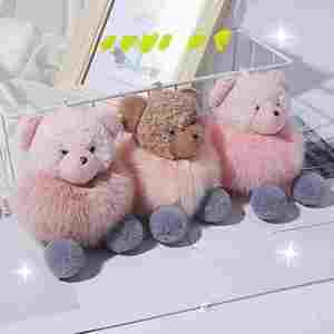 Porte-clés pendentif ours en peluche 3D mignon avec pompon, en fourrure moelleuse, breloque de sac et accessoires - Product Image 3