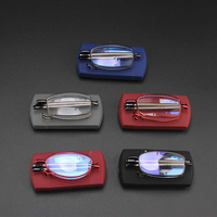 Lunettes de lecture ovale en métal avec étui, 1 pièce, boîte briquet, Logo personnalisé, facile à porter, Mini, noir, rétractable et pliable