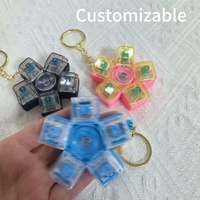Creative Pressing Rotatable Keyboard Fidget Toy Keychain Clear Clicker Stress Relief for Finger Toy