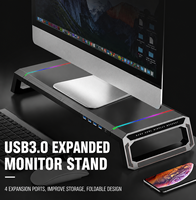 Support de moniteur d'ordinateur T1, support de bureau multifonctionnel avec base de rangement pliable