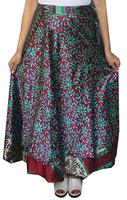 Jupe en soie artisanale à nouer, grande taille, décontractée, style indien, danse du ventre, hippie, multicolore, pour femme