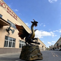 Modèle de dinosaure animatronique pour parc d'attractions extérieur, dragon occidental réaliste personnalisé avec capteur infrarouge pour parc à thème