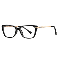 Lunettes anti-lumière bleue pour femmes MS 81690, monture géométrique, branches élégantes en métal incrusté de paillettes, texture de monture translucide