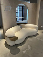Canapé une place créatif style crème, design irrégulier, luxe léger, style italien, en forme de pois, en bois courbé, pour salon et petit appartement