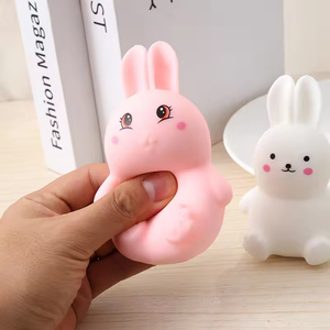 Cute Bunny Squeeze Toy White and Pink Silicone Stress Relief <b>Fidget</b> Toy for Kids Unisex Age 2 to 4 Years - Product Image 4