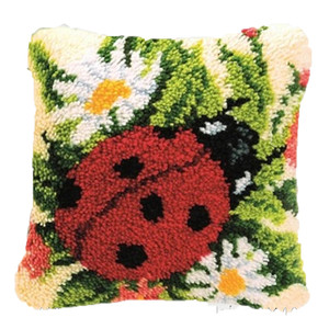 Kit de coussin tapis fait main DIY 40cm/16in, taie d'oreiller brodée, <span class=keywords><strong>crochet</strong></span> avec <span class=keywords><strong>crochet</strong></span> à loquet, technique de tapis, toile, fil - Product Image 3