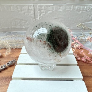 Beautiful Eco-Friendly <b>Painted</b> Garden Quartz Sphere with Lodolite Inclusion for Meditation Healing Energy - Product Image 3