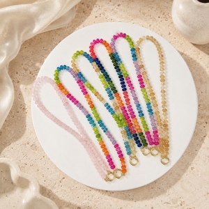 Collana da Donna alla <span class=keywords><strong>Moda</strong></span> <span class=keywords><strong>con</strong></span> Perline Abacus 5*8mm, Chiusura in Oro, Gioiello <span class=keywords><strong>con</strong></span> Pietre Colorate, Perle di Cristallo Naturale, Collana Girocollo 18'' - Product Image 1
