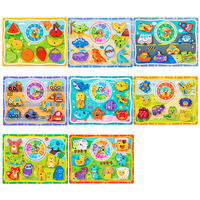 Zhiqu jouets ensemble éducatif pour les nourrissons âgés de 5 à 7 ans multifonctionnel en bois pêche perlée horloge planche à dessin en bois