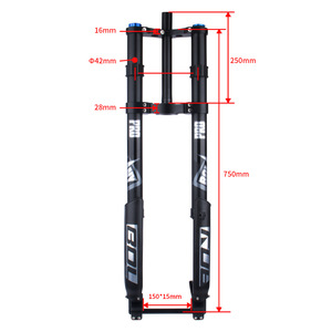 Fourche avant de VTT Bolany 15*150mm à double épaule inversée avec réglage de rebond, 27,5 pouces, tiges de 28,6 mm - Product Image 2