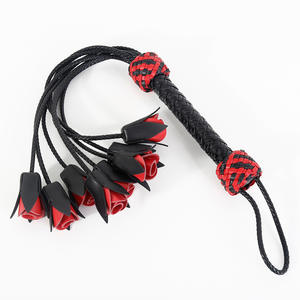25 INCH Handmade Leather Spanking Whip <b>Rose</b> <b>Flower</b> Paddle Tassels Sexy Whip For Adult - Product Image 5