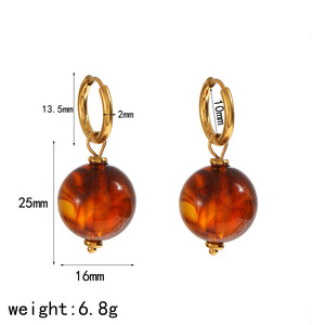 Retro Resin Bracelet <b>Bangle</b> <b>Set</b> Acrylic Lucite Jewelry Women's Geometric Round Design Light Luxury Fashion Jewelry <b>Set</b> - Product Image 5