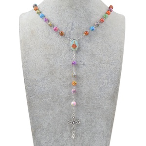 Cuentas acrílicas coloridas y Cruz de aleación collar de Rosario Católico religioso bebé Jesús de moda para niños y niñas - Product Image 4