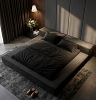 Cadre de lit California King moderne et luxueux en velours avec design de lit moelleux et structure en bois écologique