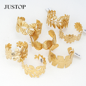 Bracelets tendance pour femmes, OEM/OEM personnalisés, en acier inoxydable plaqué or, hypoallergéniques, en forme de fleur, fournitures de bijoux de mode - Product Image 4