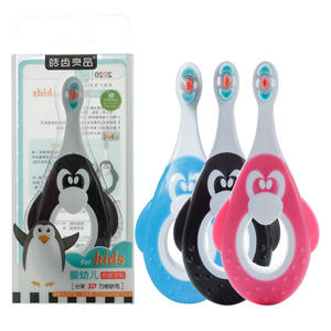 Cepillo de Dientes 3D de Pingüino de Dibujos Animados con 10,000 Cerdas Suaves, Mango Seguro para Morder, Grado Alimenticio para Niños de 1 a 4 Años, Palo de Dentición - Product Image 5