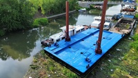 Plateforme flottante modulaire personnalisée, barge en acier à pont plat, barge de travail pour le dragage et la construction aquatique