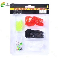 Lot d'appâts souples pour la pêche, Set de leurres pour attraper des poissons comme les carpes, avec hameçon en plomb, matériel pour pêcher, 15 pièces