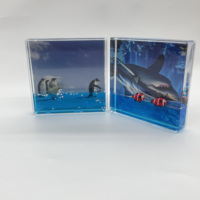 Cadre photo flottant en acrylique personnalisé avec liquide 3D, thème croisière en mer profonde, tortue et requin flottants, souvenir de voyage aquatique, cadeau