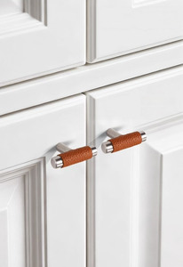 Hot Sale Solid 304 Stainless Steel Real Cowhide Wardrobe Handles Luxury Brown White Black Leather Handles for Kitchen Cabinets - Product Image 6