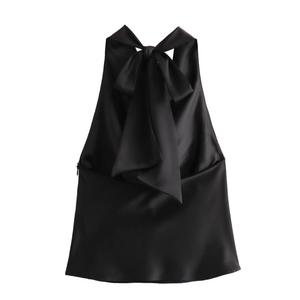3 Colorway Solid Color Back Hollow Out <strong>Silky</strong> Casual Fashion <strong>Tops</strong> for Women - Product Image 3