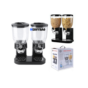 Heavybao Cereal Dispenser Portable Household Dry Food Dispenser Single Cup Food Container for Cereal White Black