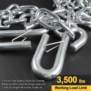 Factory Wholesale Galvanized G30 1/4'' X 48''Trailer Safety Chain With Spring <b>S</b> <b>Hook</b> Grade 30 43 Trailer Safety Chains Sets 1/4 - Product Image 4