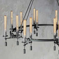 Nouveau Lustre Suspension en Verre Style Loft Nordique Américain Rétro, Luminaire de Restaurant, Lustre Anneau en Verre et Laiton
