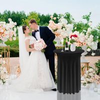 Jupe de table extensible en polyester spandex, couverture de table élastique pour mariage, banquet, cocktail, événement, décoration, tailles multiples, vente en gros