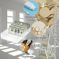 Grand Organisateur de Billets en Acrylique Transparent à 8 Compartiments, Style Américain Moderne, Durable, avec Diviseurs en Plastique pour Rangement de Billets et Enveloppes de Caisse