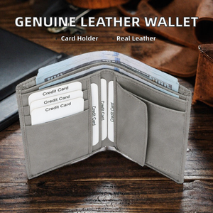 Cartera Corta de Cuero Genuino con Cierre Abierto, Tarjetero Unisex de Moda para Uso Diario - Product Image 2