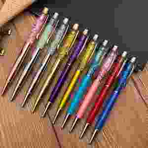 Nouveau design, vente chaude, stylo à bille avec logo flottant en paillettes liquides et cristal - Product Image 1