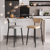 Tabouret de bar commercial moderne en cuir avec dossier et structure en acier pour restaurants et comptoirs de bars d'hôtels
