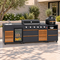 Station de cuisine extérieure multifonctionnelle en acier inoxydable SUS304 avec barbecue pour jardin