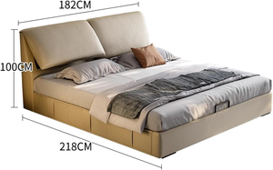 COSTFULL Modern Genuine Leather Headboard Adjustable Wooden <strong>Bed</strong> Frame with Storage <strong>Back</strong> <strong>Rest</strong> Cushion Upholstered <strong>Bed</strong> <strong>for</strong> Bedroom - Product Image 6