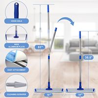 Vadrouille en microfibre professionnelle de 18 pouces pour le nettoyage des sols avec manche en acier inoxydable 4 tampons de vadrouille lavables et réutilisables