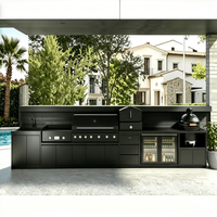 Meuble de cuisine modulaire en acier inoxydable 304 - Évier de barbecue extérieur moderne avec robinet et charnière à finition acrylique
