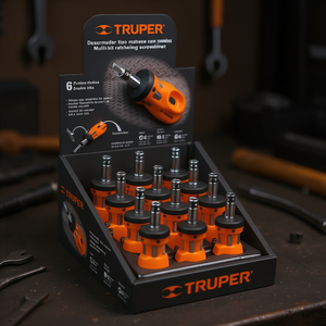 Truper Professional <b>12</b>-Piece <b>Ratcheting</b> Screwdriver Set With Double-Ended Bits, Industrial Grade Chrome Finish, Plastic Handle, - Product Image 2