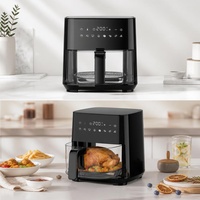 Friteuse à air numérique sans huile en verre non toxique avec écran LCD, four à convection, appareils de cuisine intelligents pour la maison, vente en gros