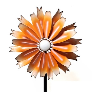 Ornements de jardin en métal cinétique double RSF, fleurs colorées, 35 éoliennes à vent, diamètre 38 cm, modèle facile à installer # 53 Décorations de patio et de jardin - Product Image 3