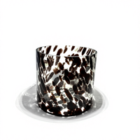 Vase à bougie cylindrique en verre moderne, écologique, fait main, à motifs éclaboussés, pour la décoration de la maison à Halloween, Noël et Diwali