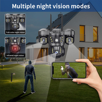 Cámara de Seguridad Solar para Exteriores Wifi 4G V380, Alimentada por Energía Solar, Rotación de 3 Lentes, Visión Nocturna 4K, Seguimiento Humano