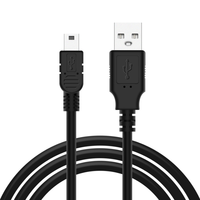 Mini USB 2,0 Cable cargador A-macho a Mini-B Chaqueta de PVC de 1,5 m de longitud con blindaje trenzado para teléfonos móviles